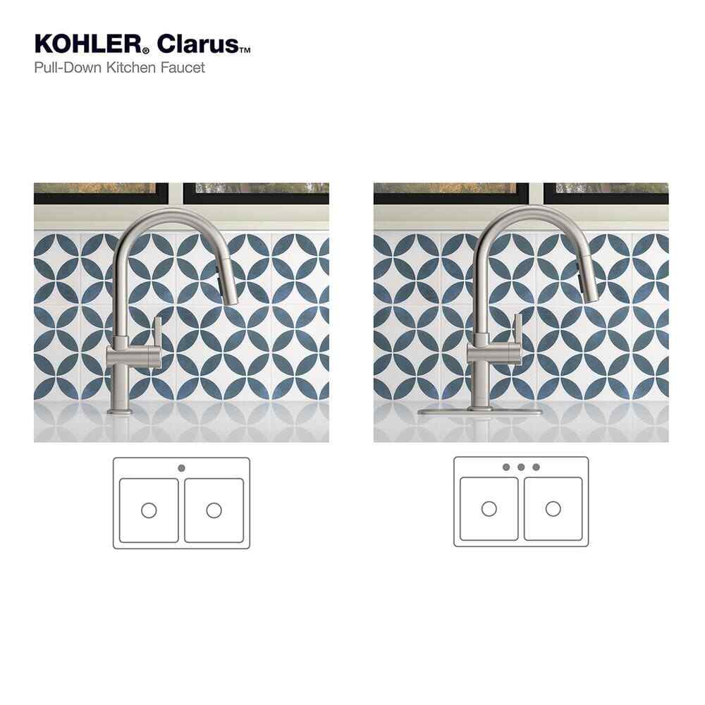 KOHLER Clarus Single Handle Pull Down Sprayer Kitchen Faucet - Vibrant Stainless