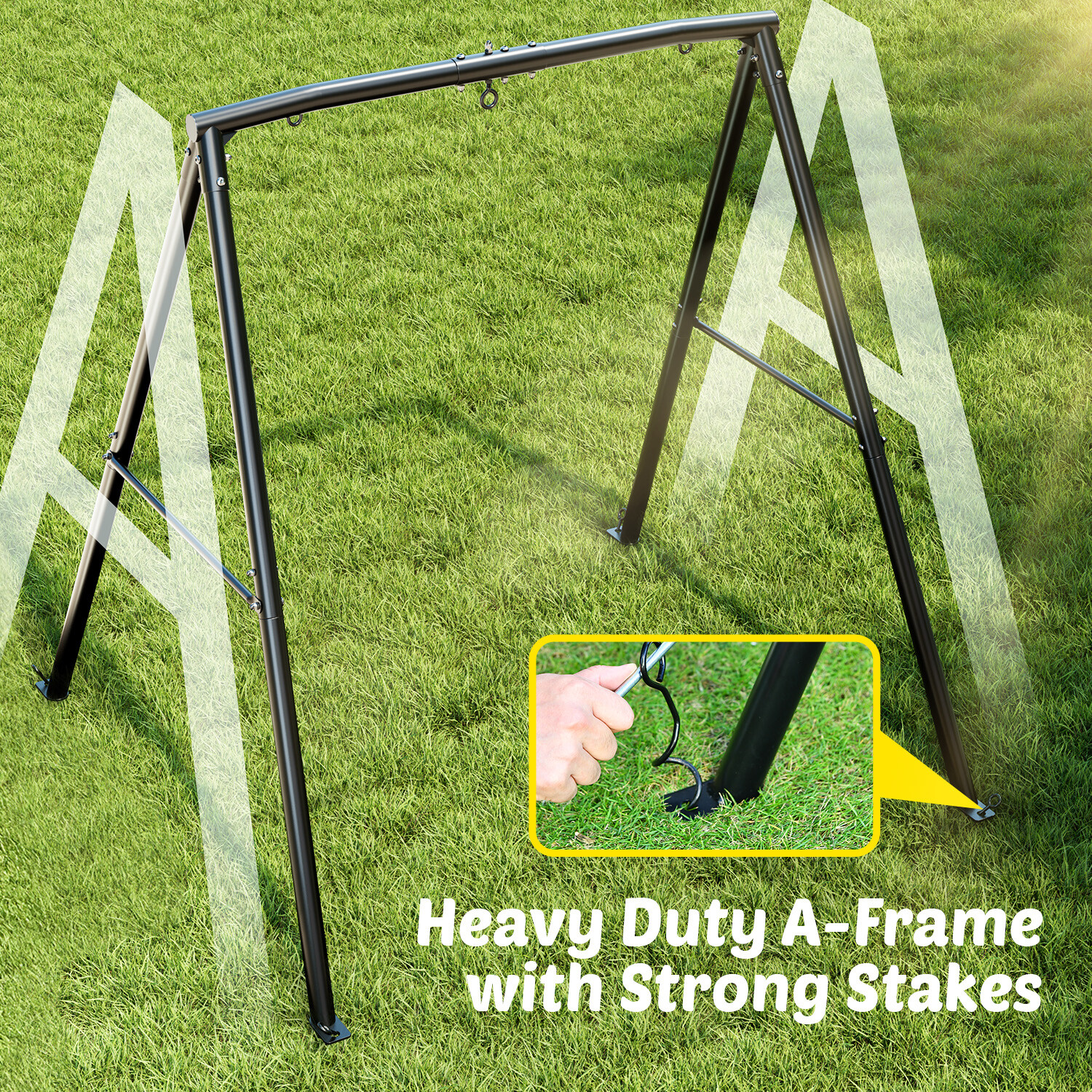 440lb Heavy-Duty Metal Playground Swing Set for Backyard with 60" Platform Swing