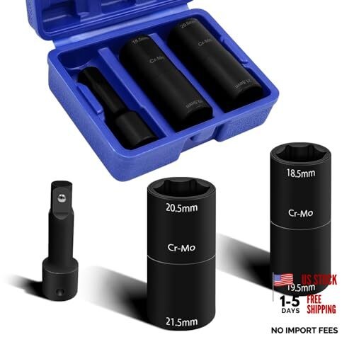 3PCS 1/2" Drive Flip Lug Nut Impact Socket Set, Half Sizes Lug Nut Socket Kit