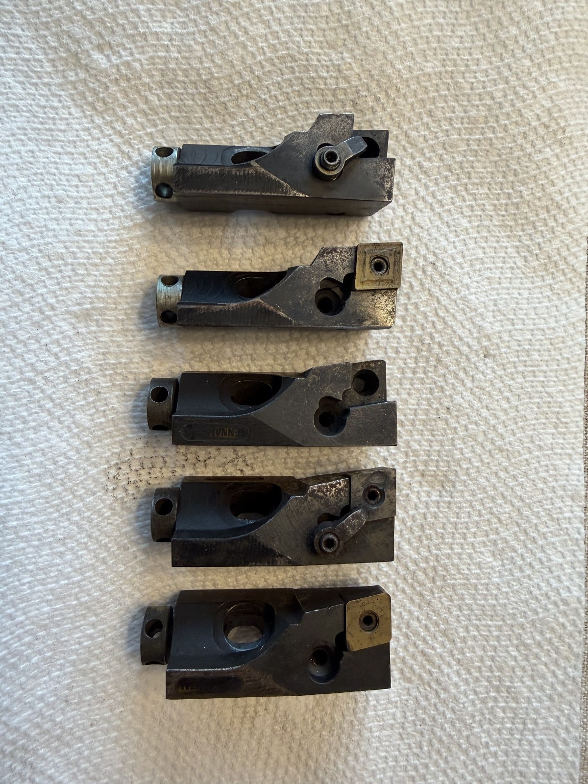 ALL  5 pcs USED MCFNR20CA4C  and  MCLNR20CA4C  Tool holders ( As Is)