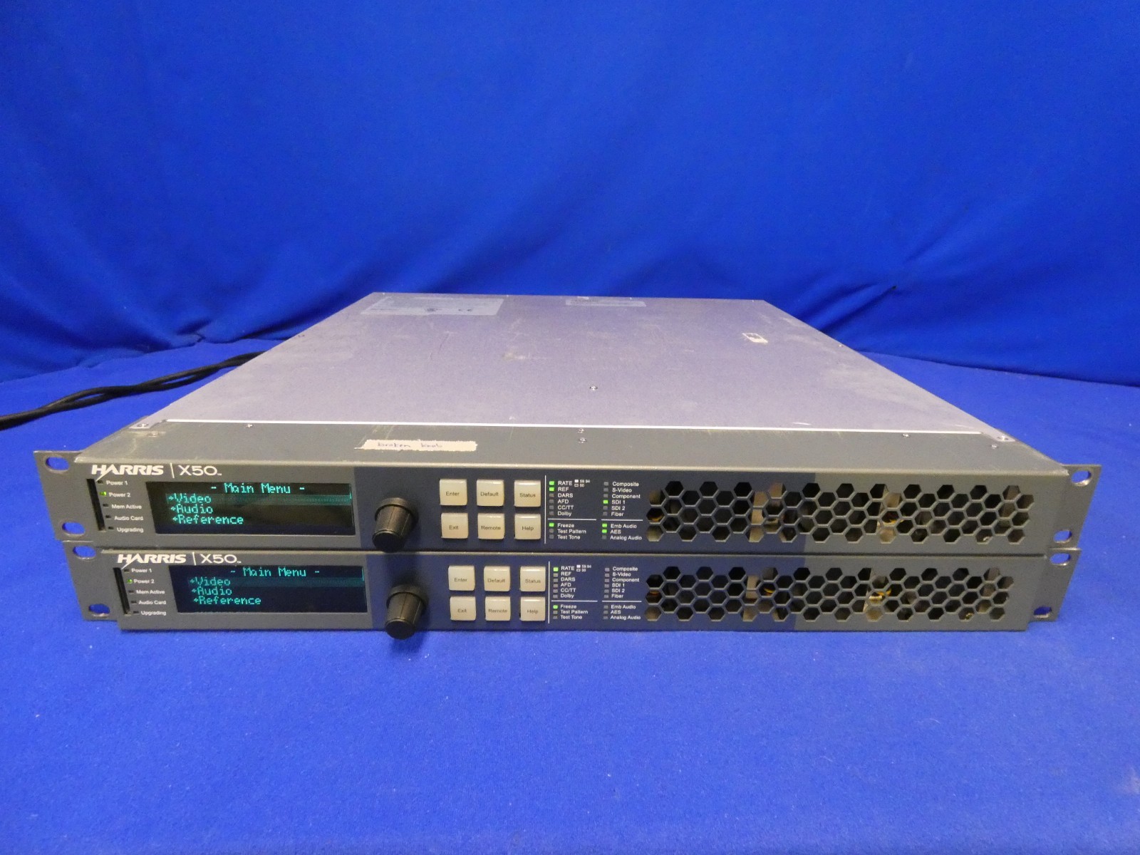 Harris X50-AV-2PS Frame Synchronizer QTY 2 for PARTS/Broken Knobs (one w/Fiber)