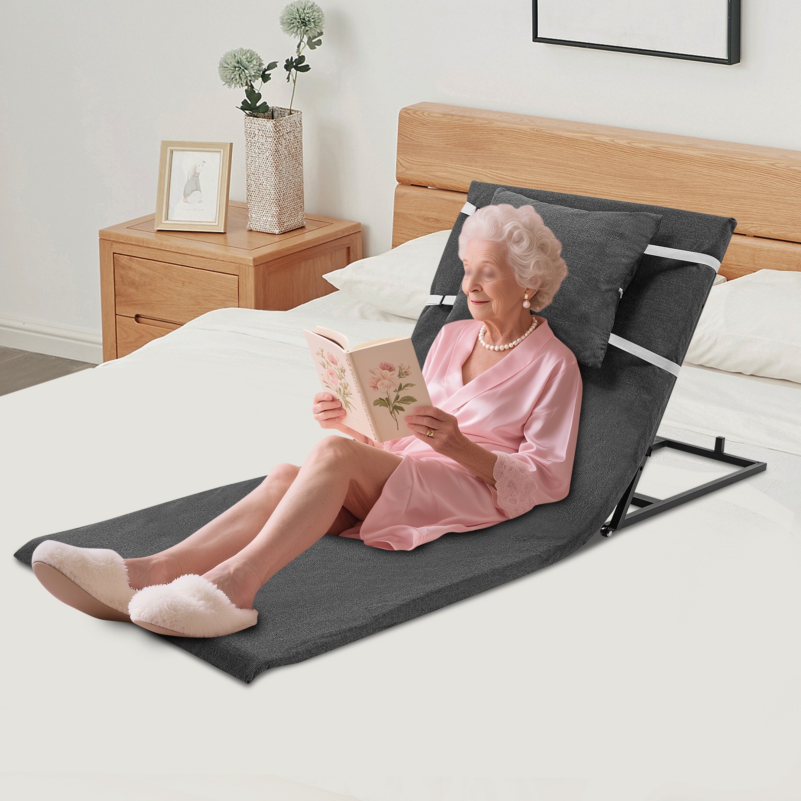Electric Lifting Bed Backrest 2-80°Adjustable Back Rest Support For Elderly Grey