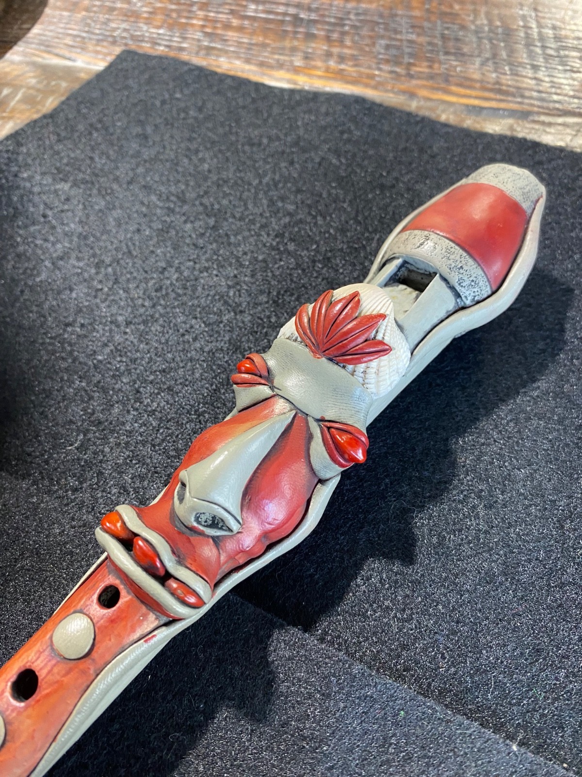 RECORDER INSTRUMENT - DECORATIVE - TRIBAL RITUAL AZTEC - Unique handcrafted Item