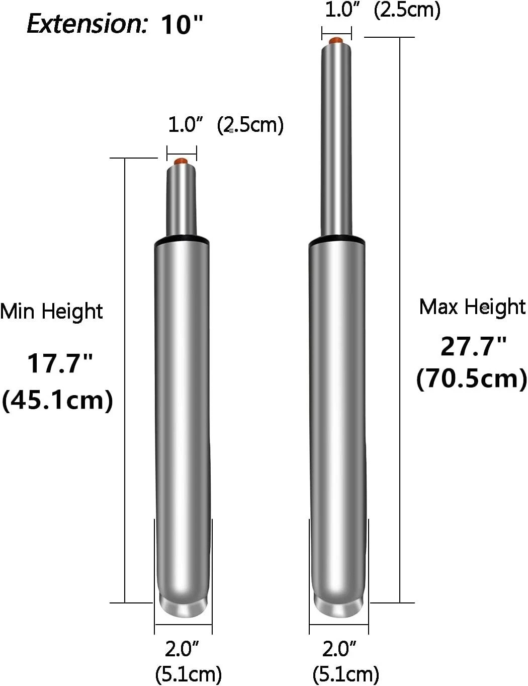 SGS Certified Heavy Duty Gas Lift Cylinder 18" to 28" - Easy Install & Reliable