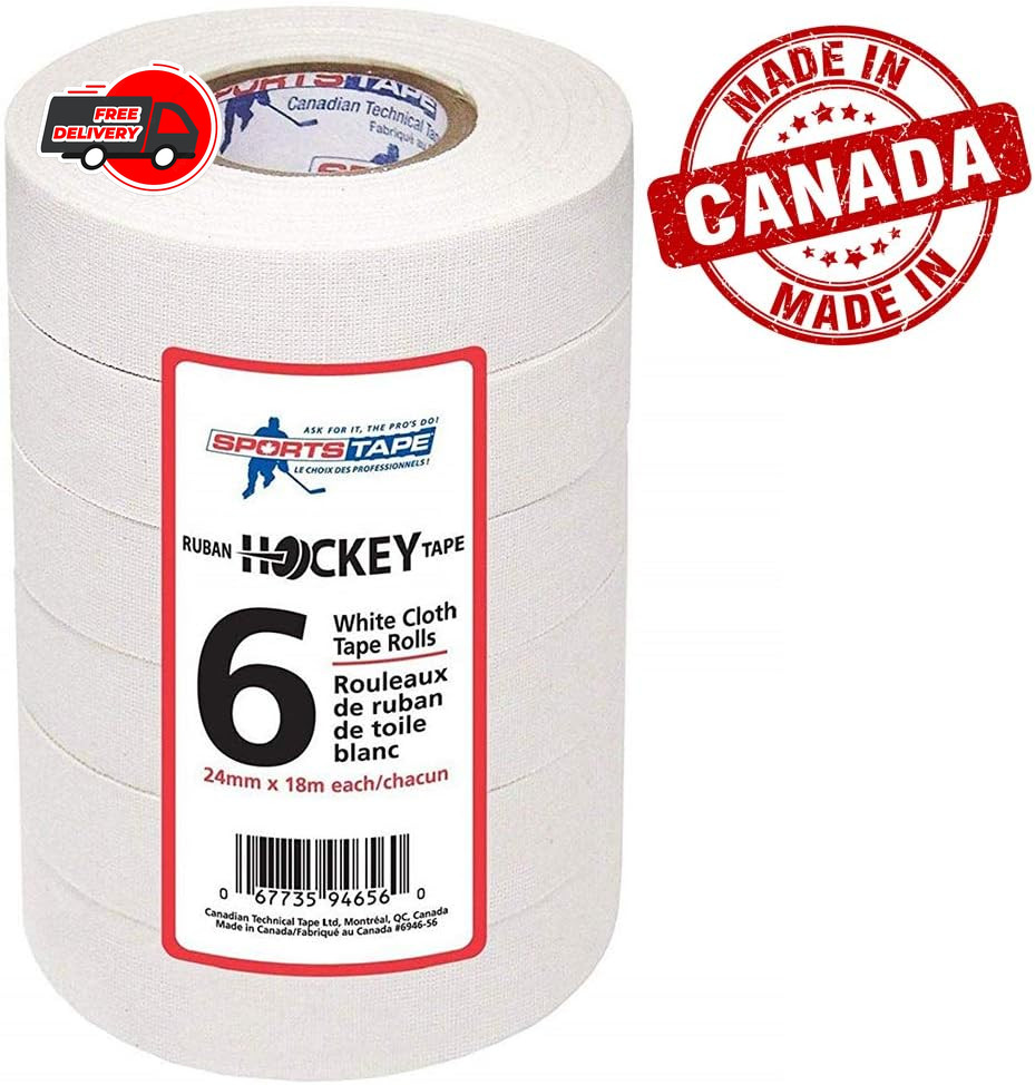 White Sports Tape Multipack Durable Residue Free Easy Tear Hockey Tape