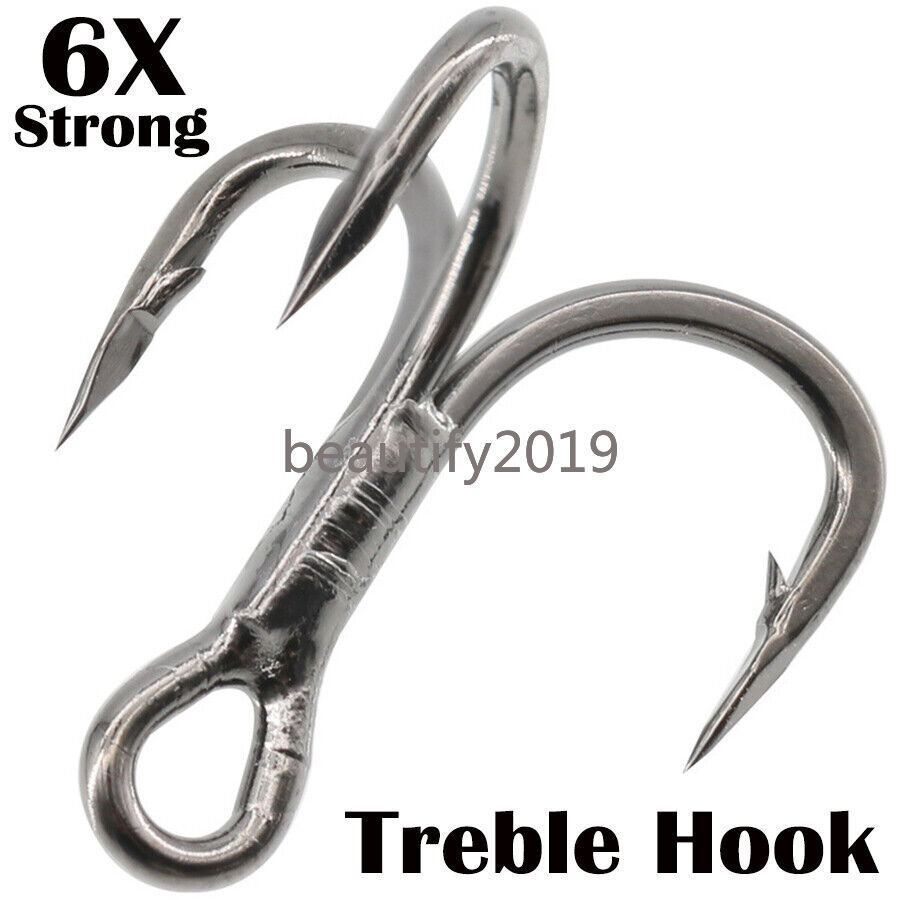 20pcs 6x Super Sharp Round Treble Hook 8# 6# 4# 2# Treble Hooks Fishing Tackle