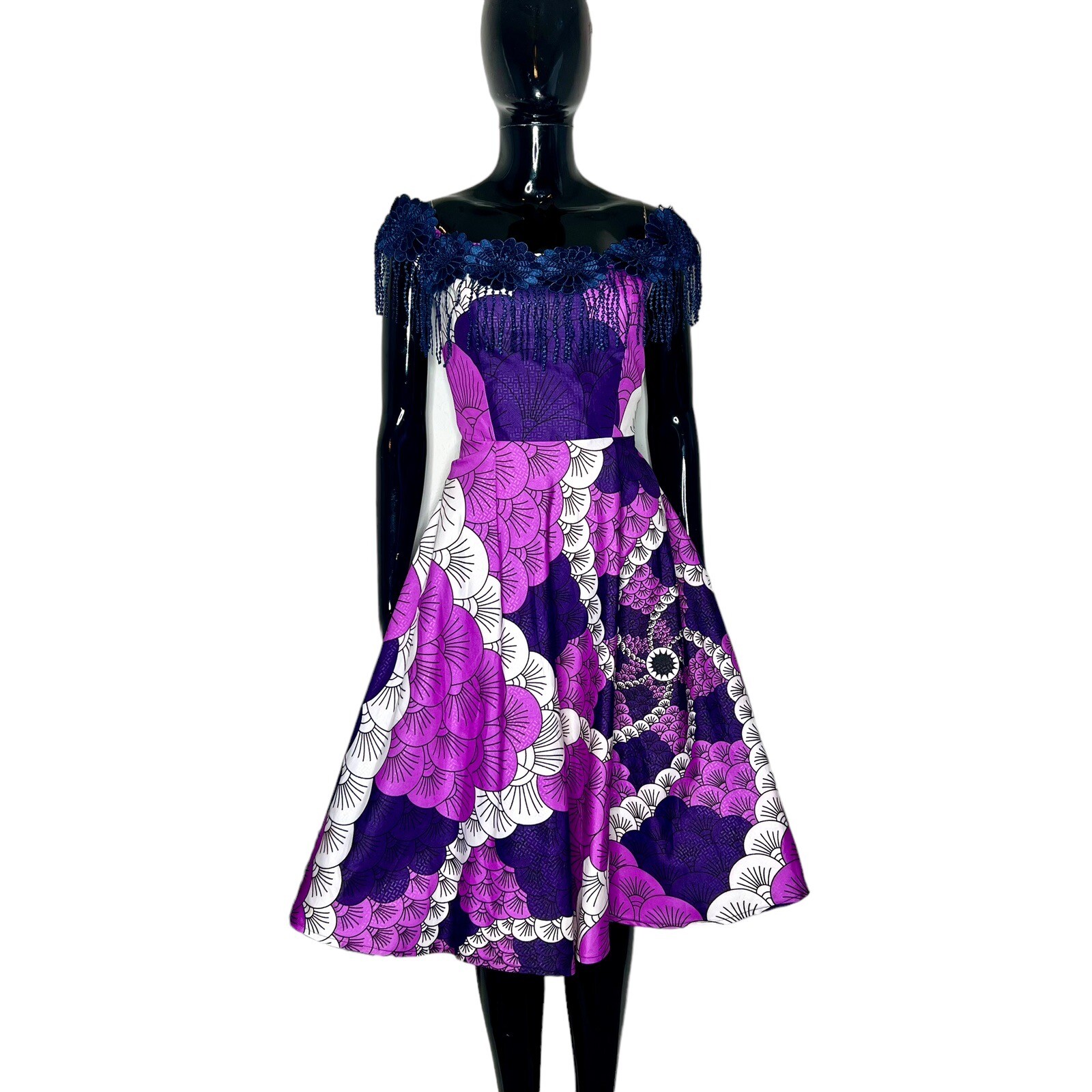 Shades of Purple African Print Women Flair Out MIDI Dress