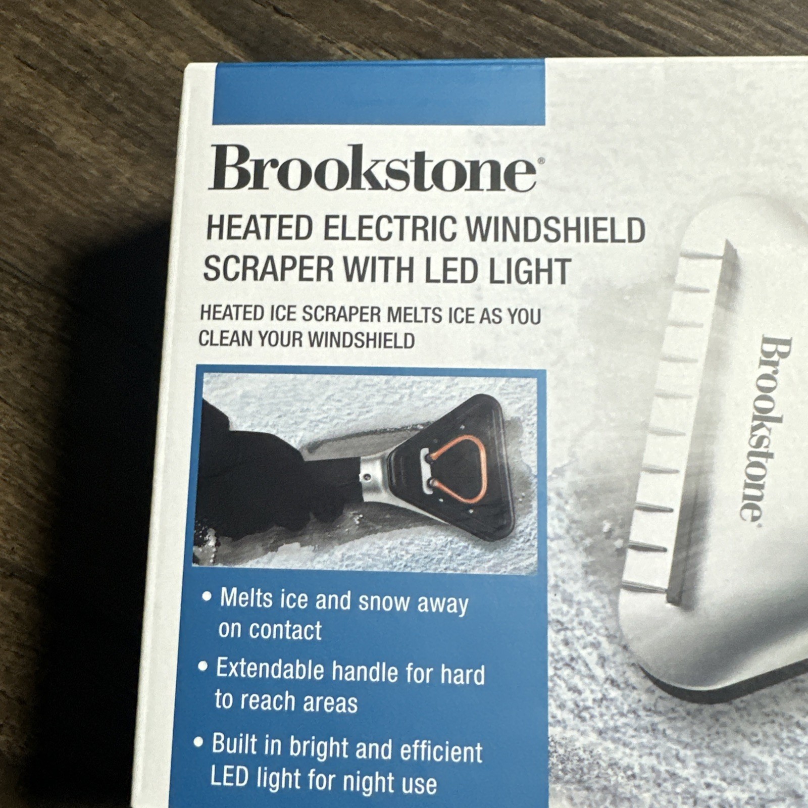 Brookstone Heated Electric Windshield Scraper with LED Light - Snow Ice Melter