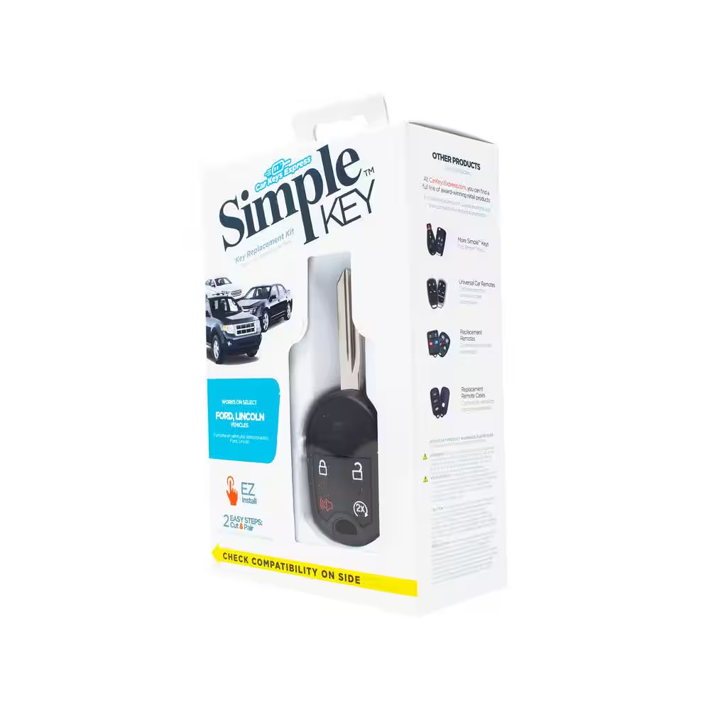 Ford Simple Key - 4-Button Remote and Key Combo with Remote Start - Easy DIY Set