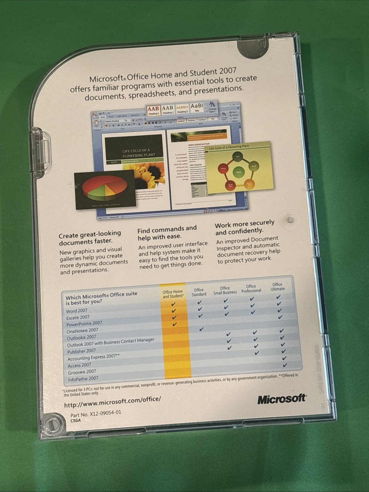Microsoft Office Home and Student 2007 Software Disc In Original Case Used