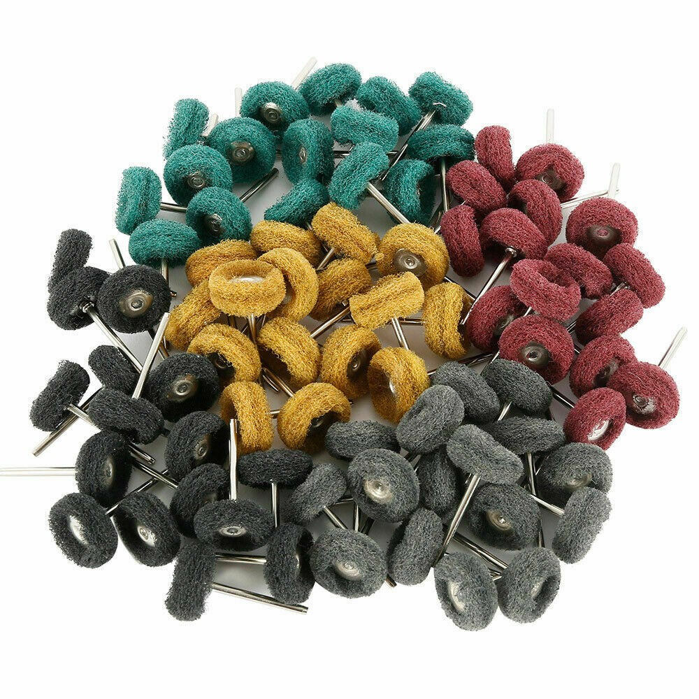 80Pcs Mini Abrasive Buff Wheel Grinding Polishing Shank Craft Bits Rotary Tool r