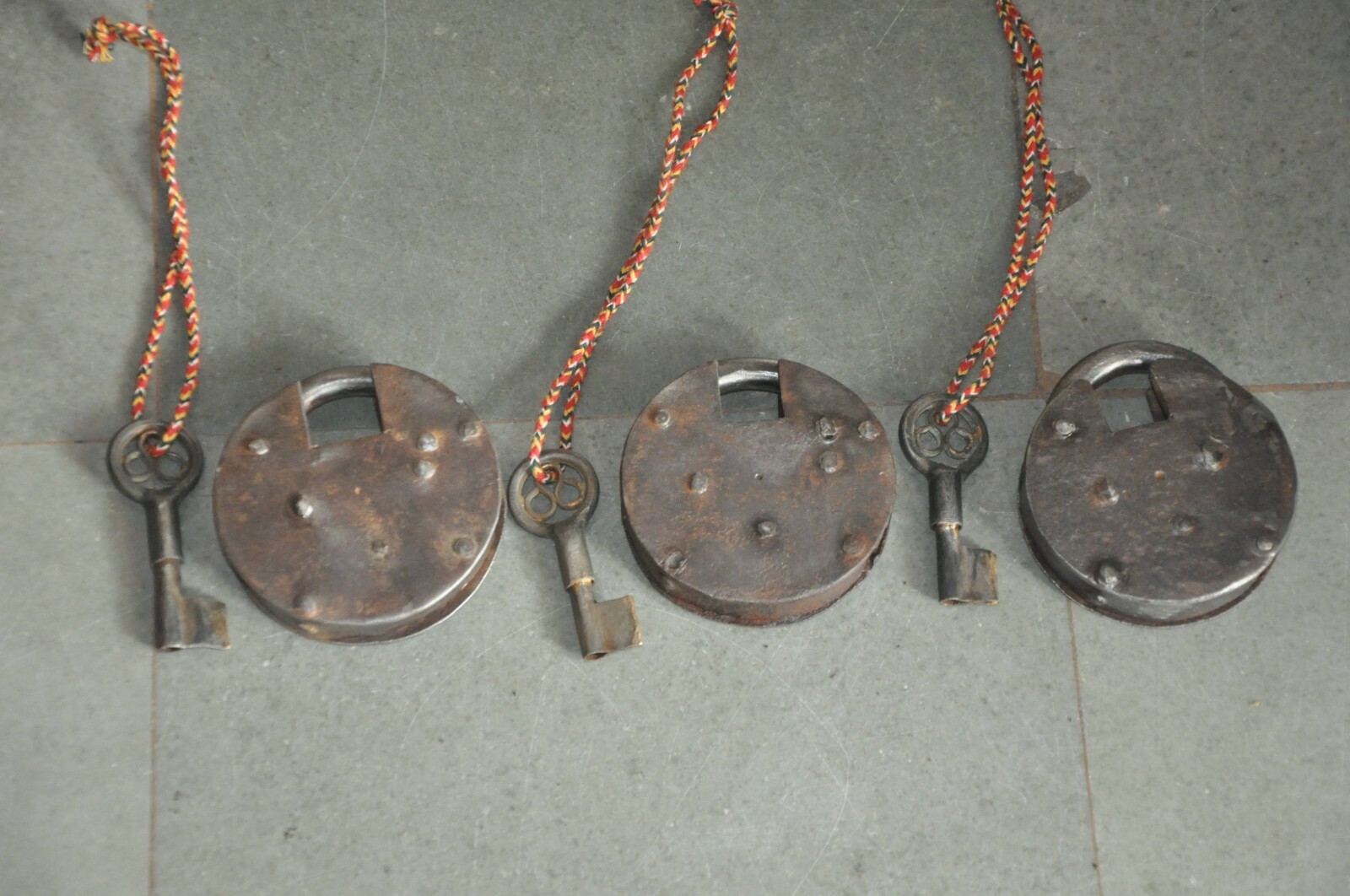 3 Pc Vintage Iron Handcrafted Unique Shape Heavy Padlocks