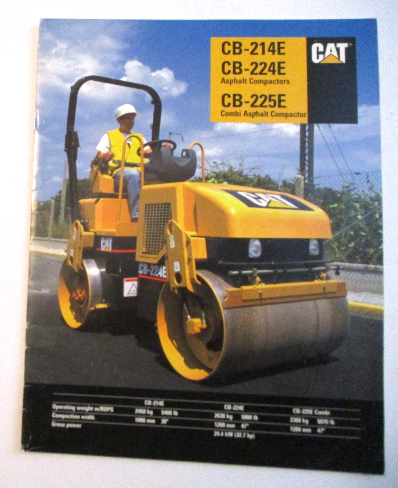 VINTAGE 2003 CATERPILLAR ASPHALT COMPACTORS CB-214E, 224E, 225E SALES BROCHURE