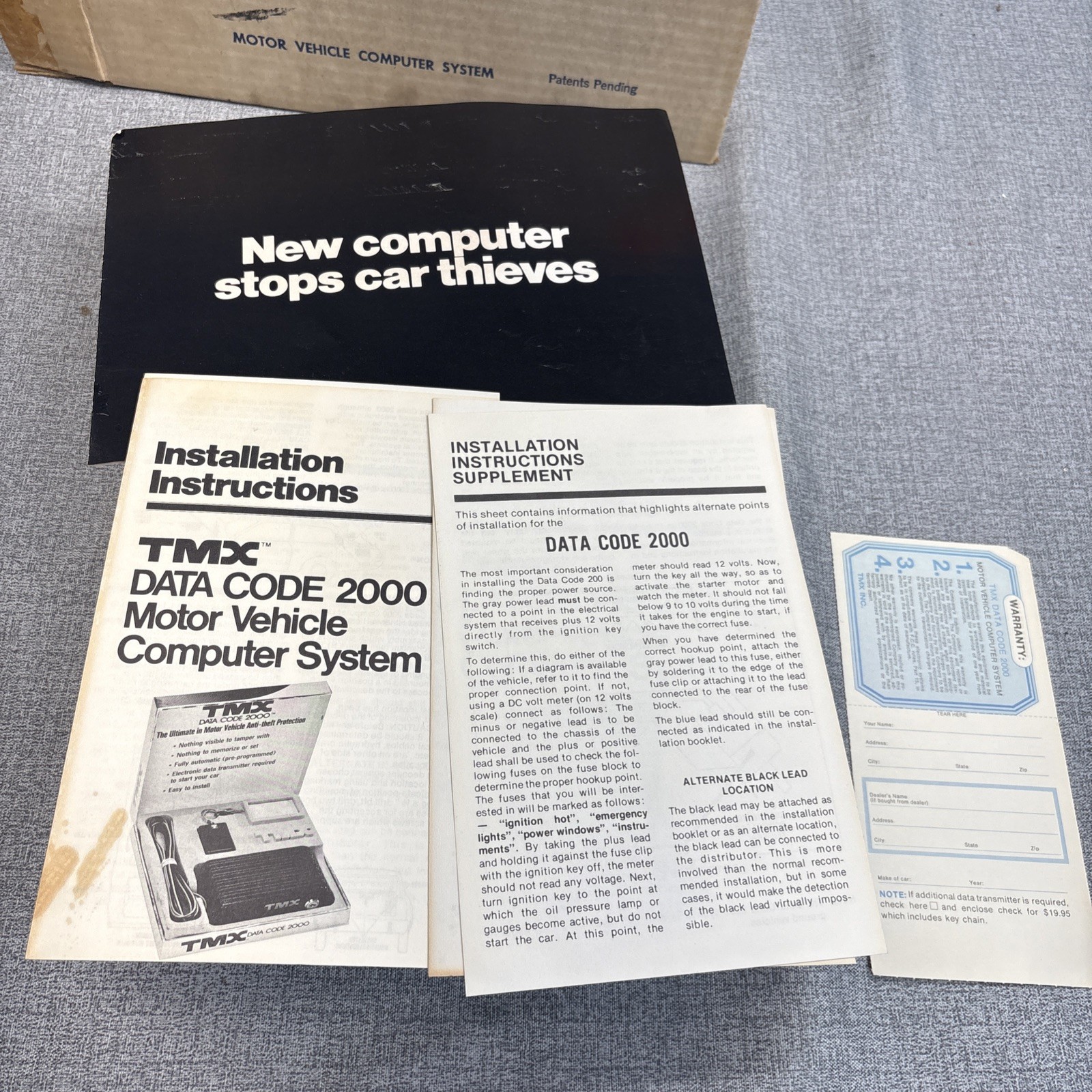 Vintage TMX Data Code Car Alarm S2 Pager System NOS Complete In Box 70s Tech