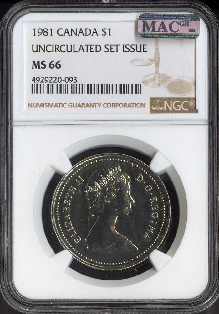 1981 Canada Dollar $1 NGC MS66 UNC SET - Quality