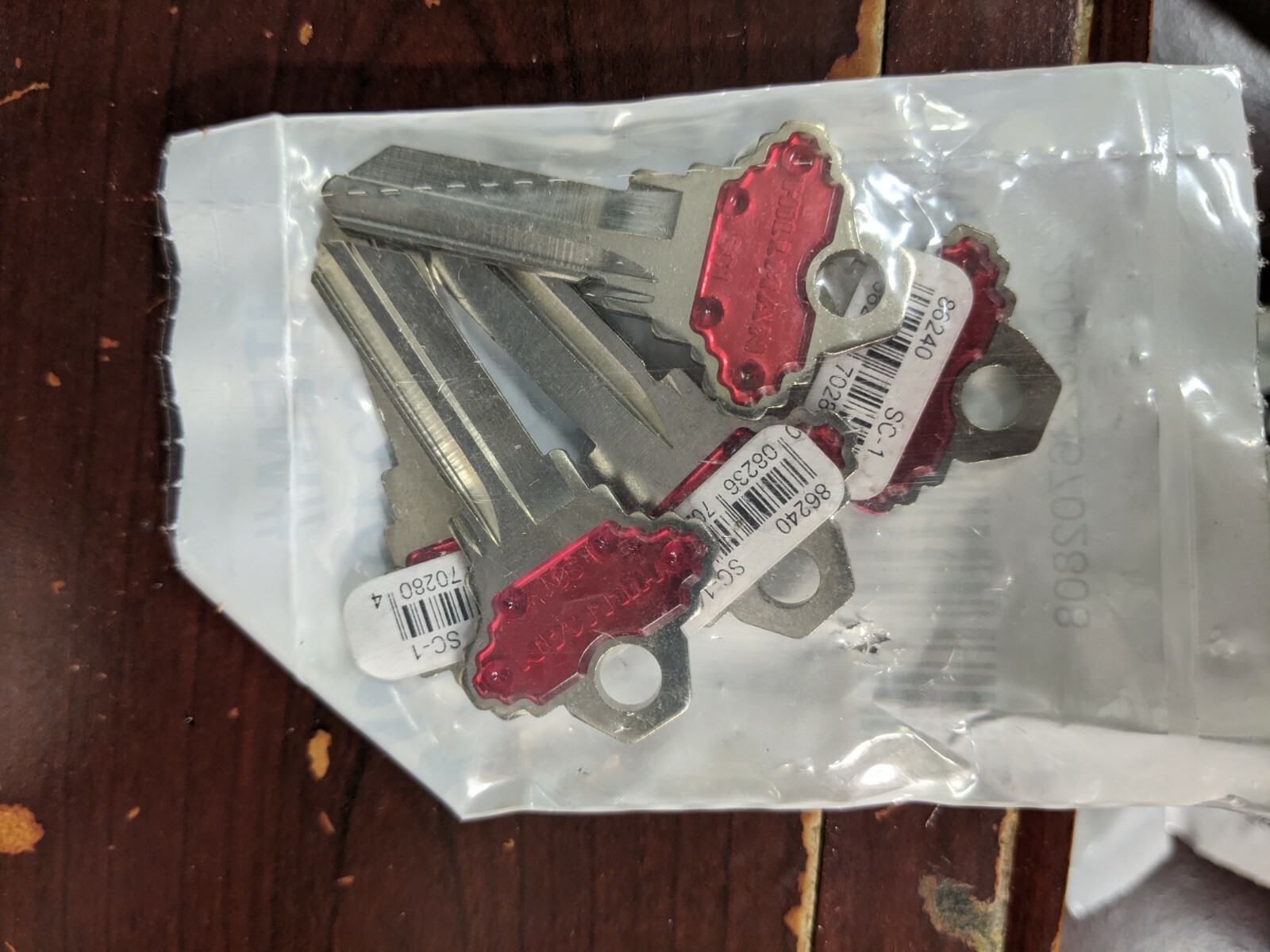5 pk of Red SC-1 Uncut Keys