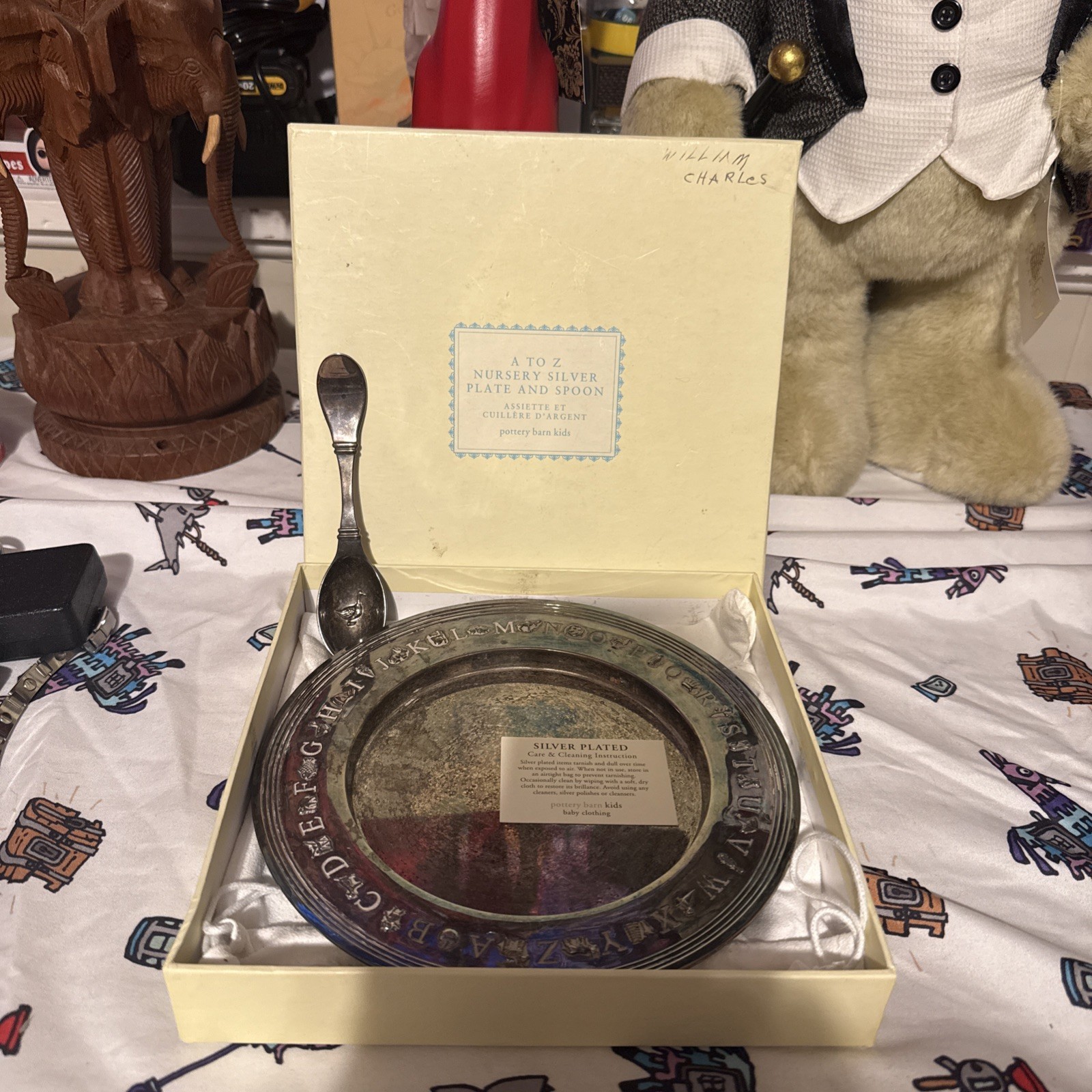Silver Spoon Plate Set POTTERY BARN KIDS Baby Excellent Condition