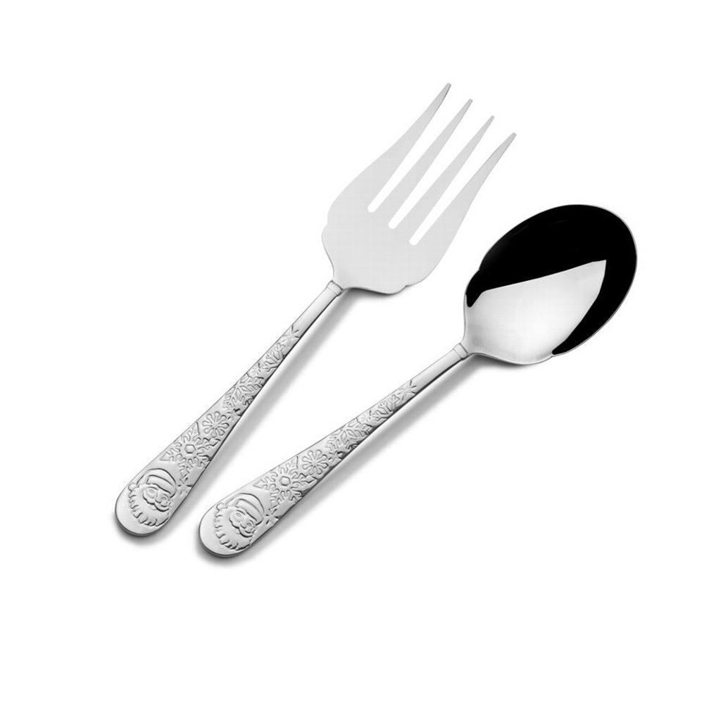 Towle Everyday Stainless Steel Christmas Santa 2pc. Serving Set