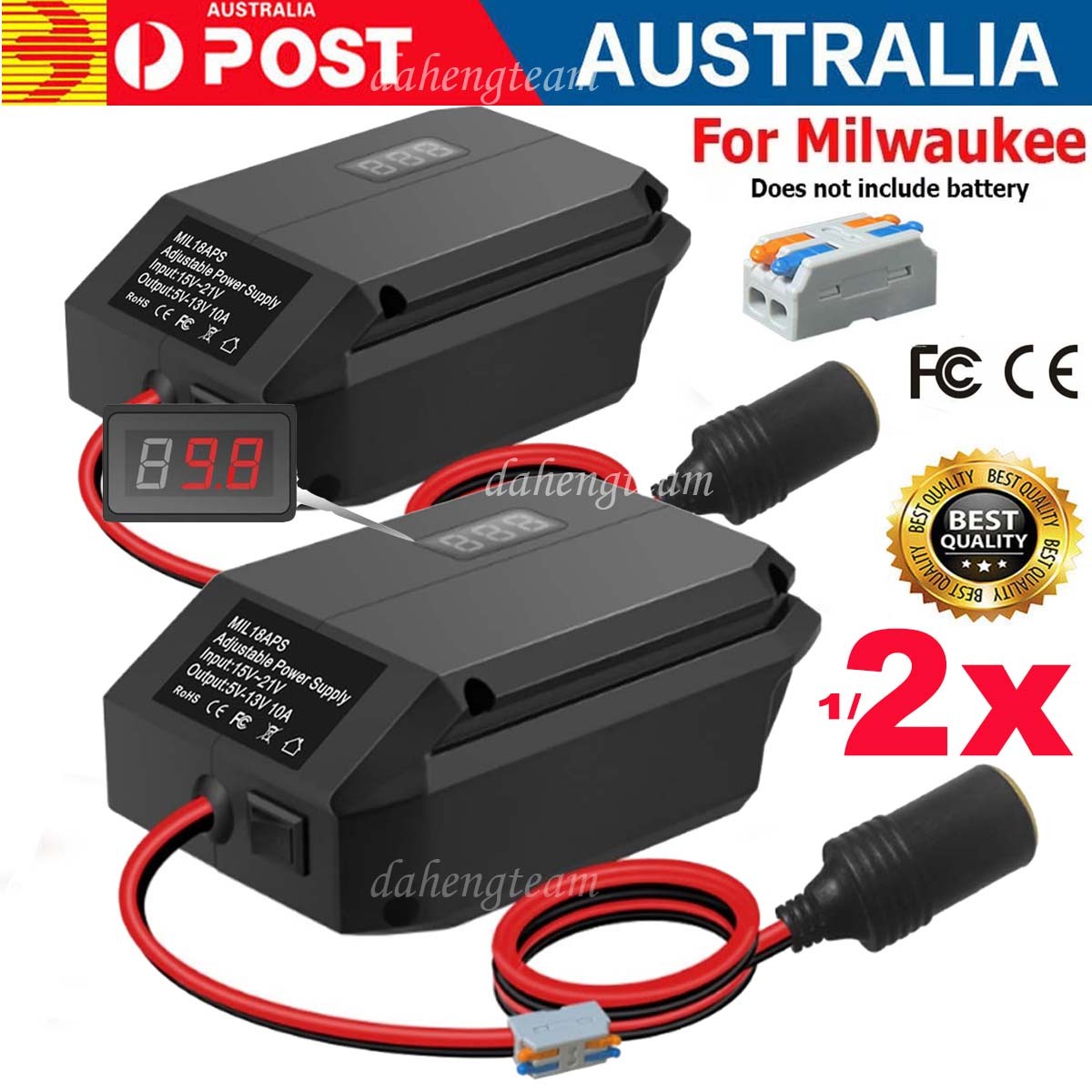 1/2 DC18V to 12V Step Down Adapter for Milwaukee 18V Battery Cigarette Converter