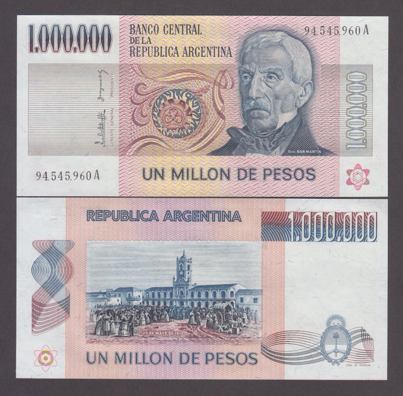 ARGENTINA P.310 1000000 1.000.000  PESOS MILLION  UNC WE COMBINE         2411