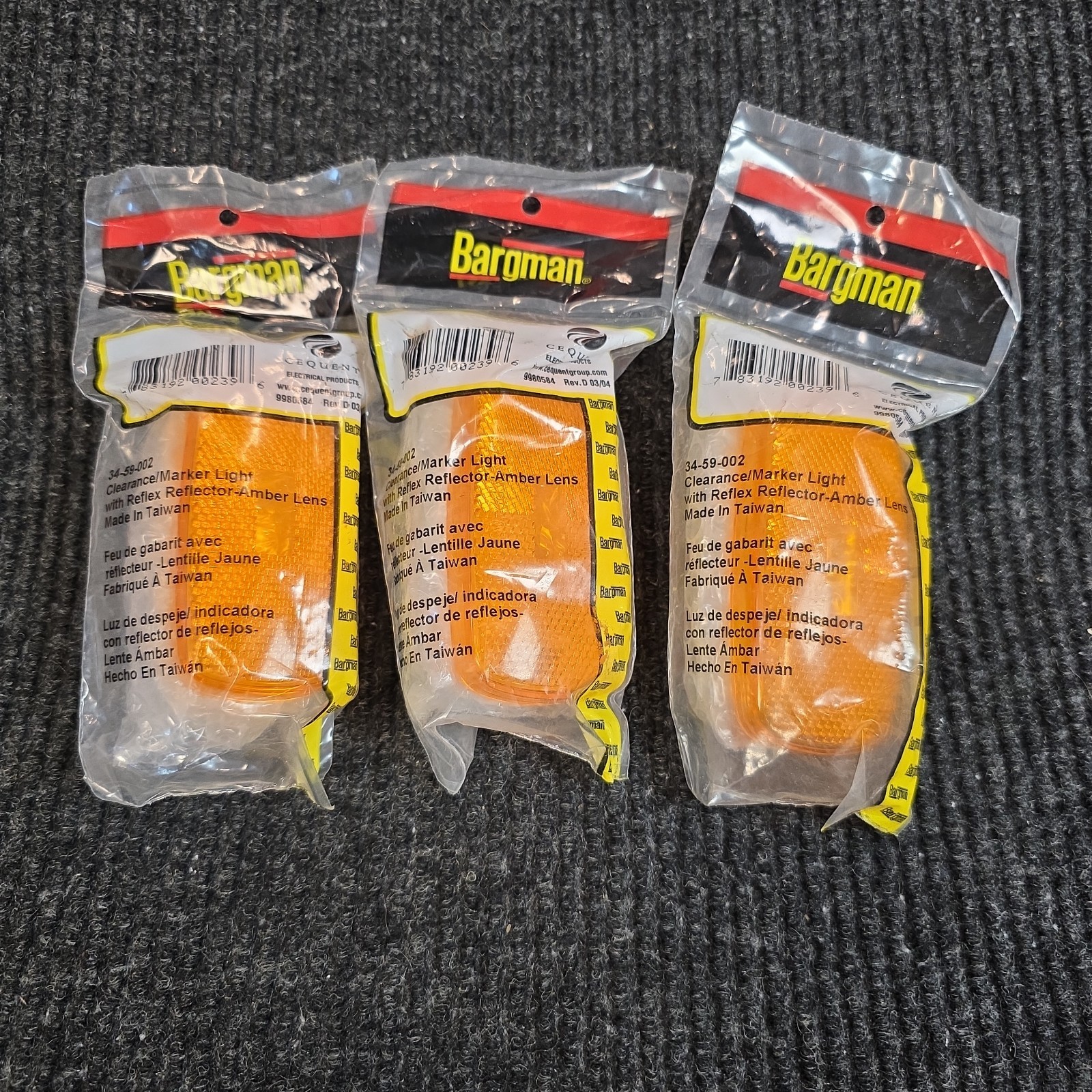 Bargman Amber Lens Reflector (3 Total) Clearance side Marker Light 34-59-002