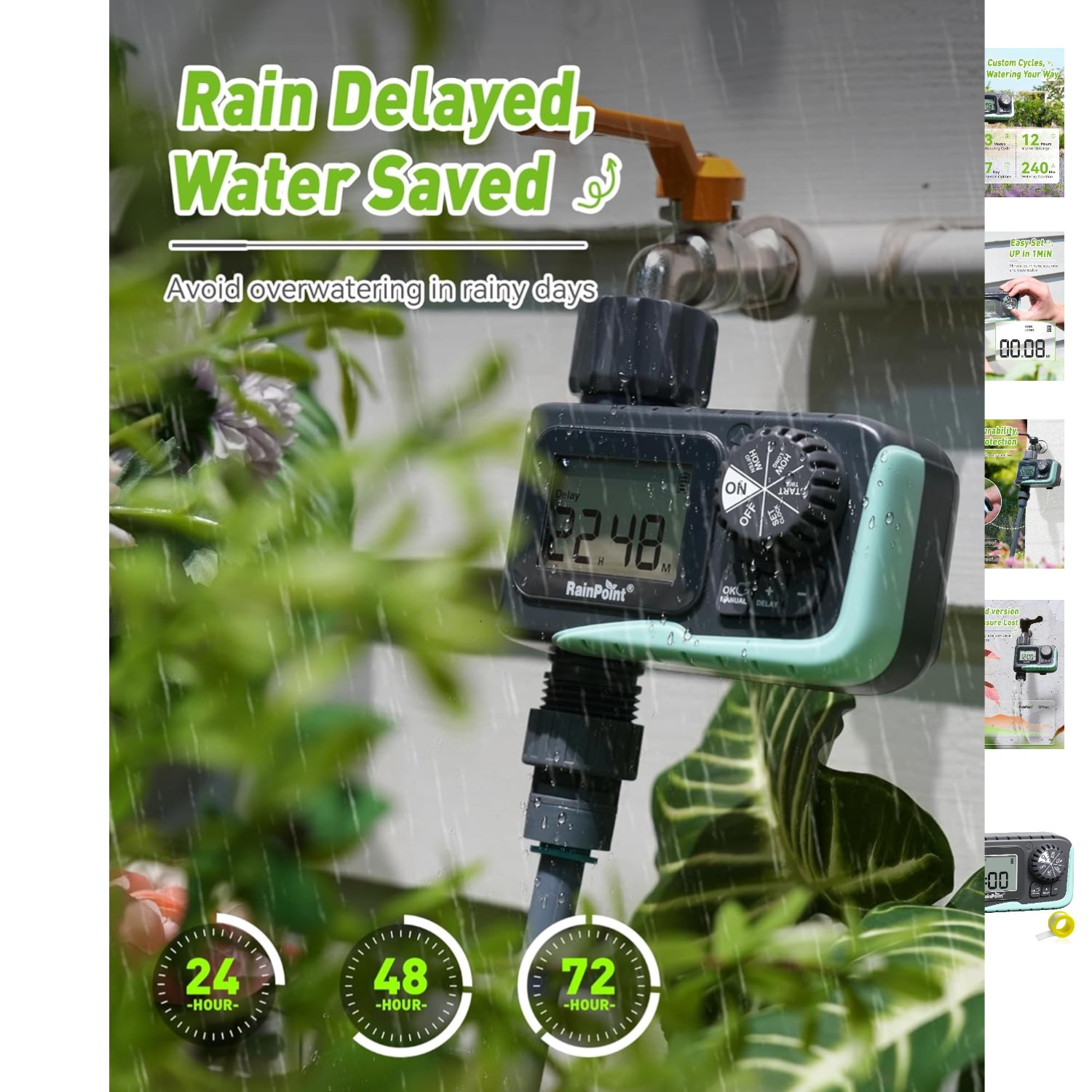 Large Display Watering Timer with Customizable Modes - Perfect for Gardens