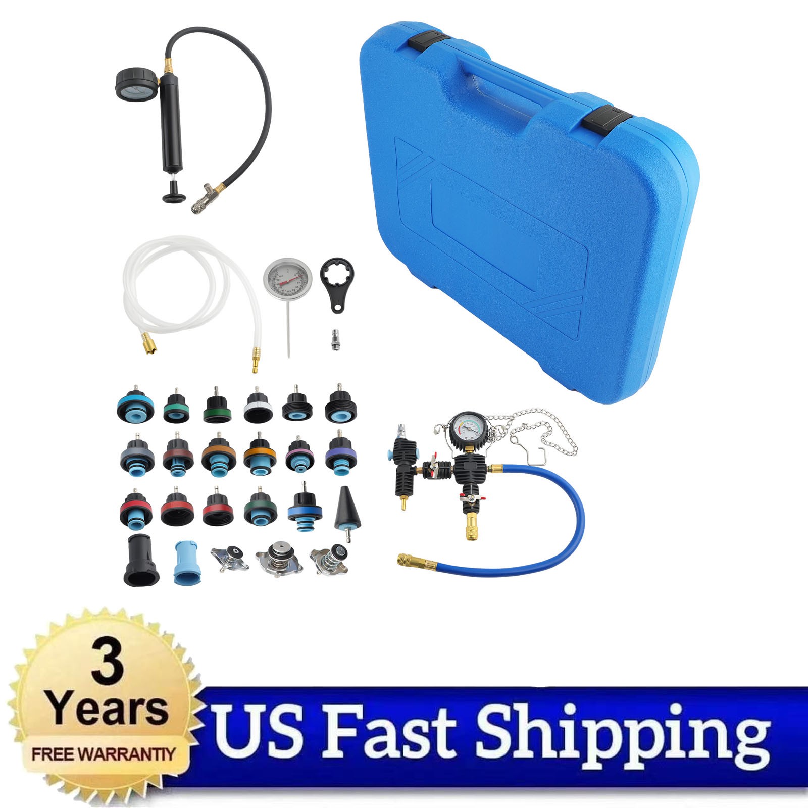 28 Pc Radiator Pressure Tester Coolant Purge Refill Vacuum Cooling System Kit