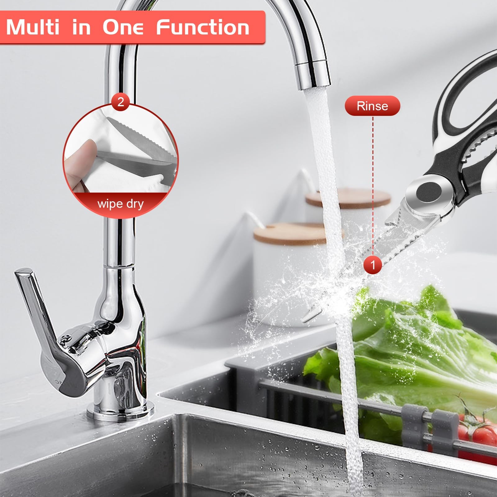 SZHLUX 2-Pack Kitchen Scissors Heavy Duty, Premium Sharp Kitchen Shears for F...