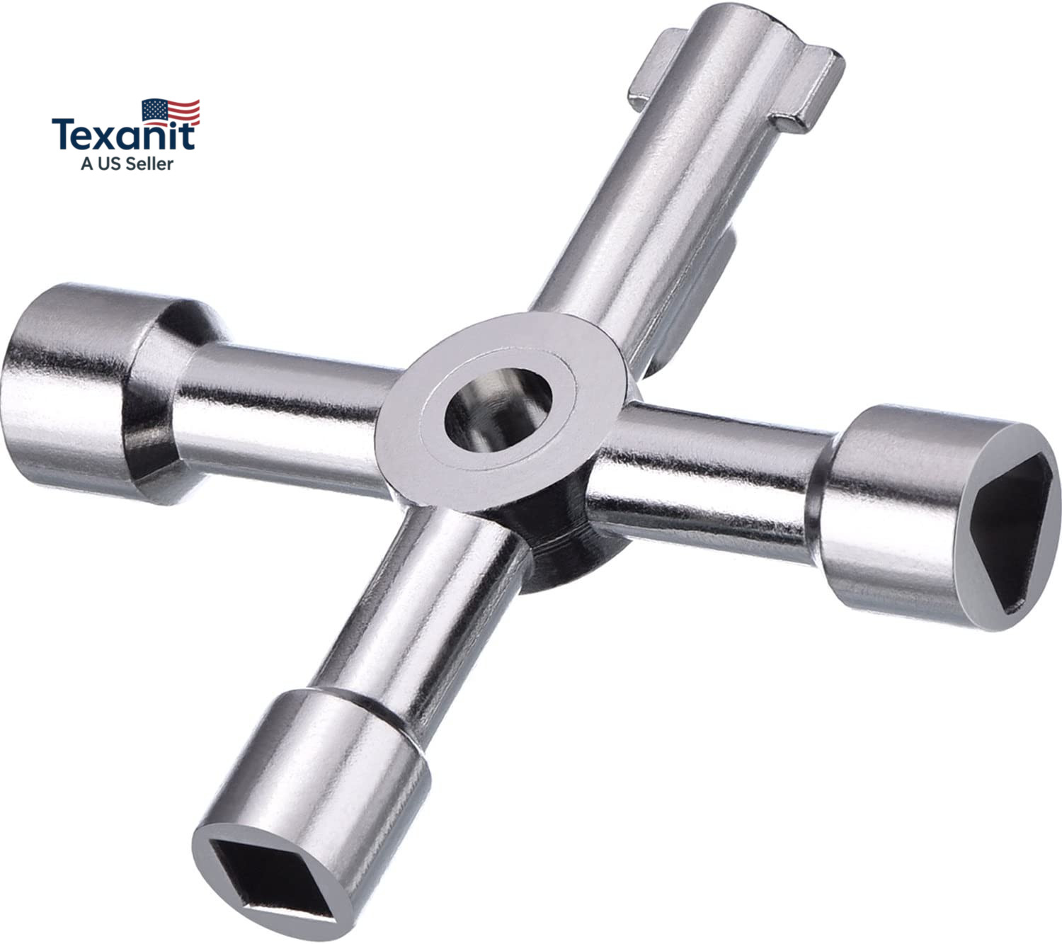 4 Way Sillcock Water Key, 15/64", 5/16", 15/32", 35/64" Multifunction Utility Ke