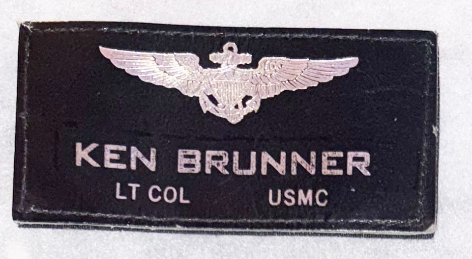 USMC Ken Brunner LT Col Leather Flight Jacket Name Tag