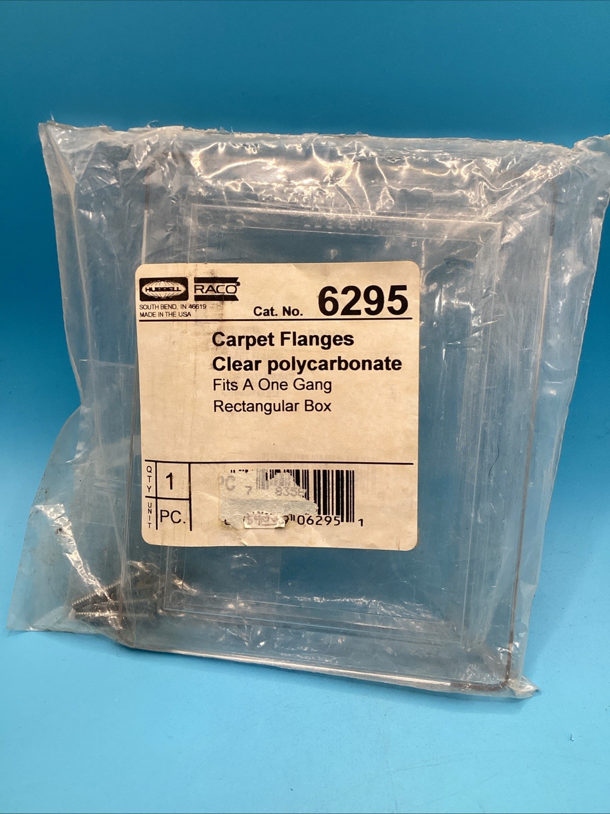 Hubbell 6295 Carpet Flange Clear Polycarbonate 1 Gang New Open