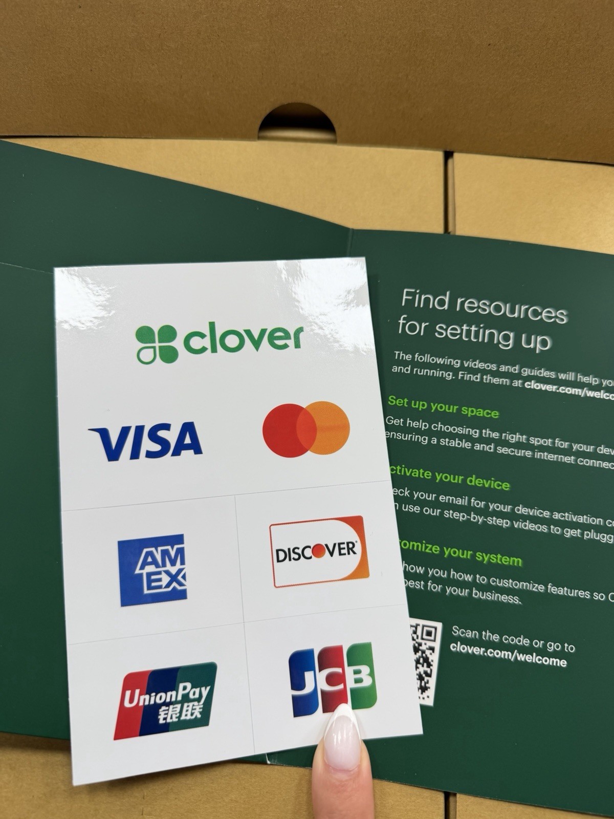 Clover Mini Retail POS System Terminal with Accessories and Setup Materials