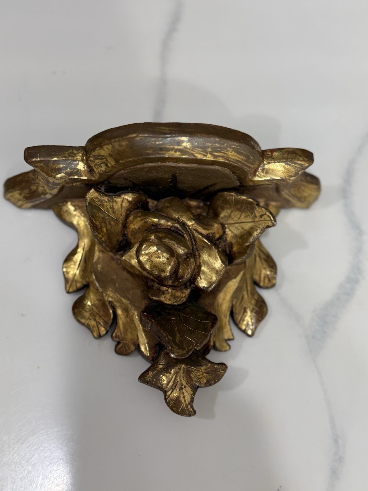 Vintage Giltwood Floral Wall Shelf