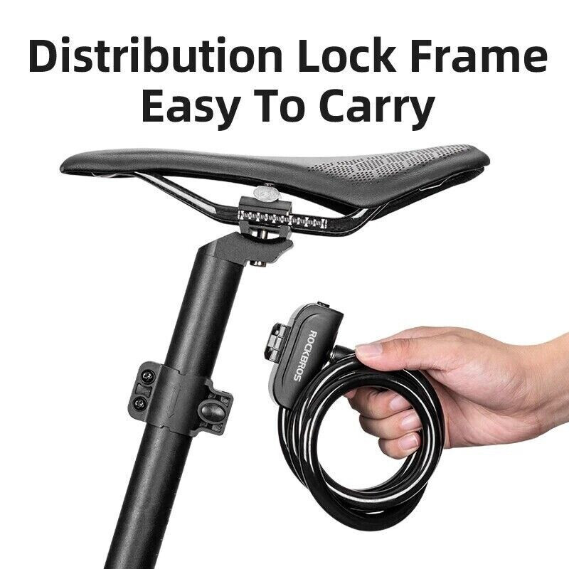 NEW ROCKBROS Bicycle Cable Bike Lock 14.4mm*45" Anti Theft 2keys Black US SELLER
