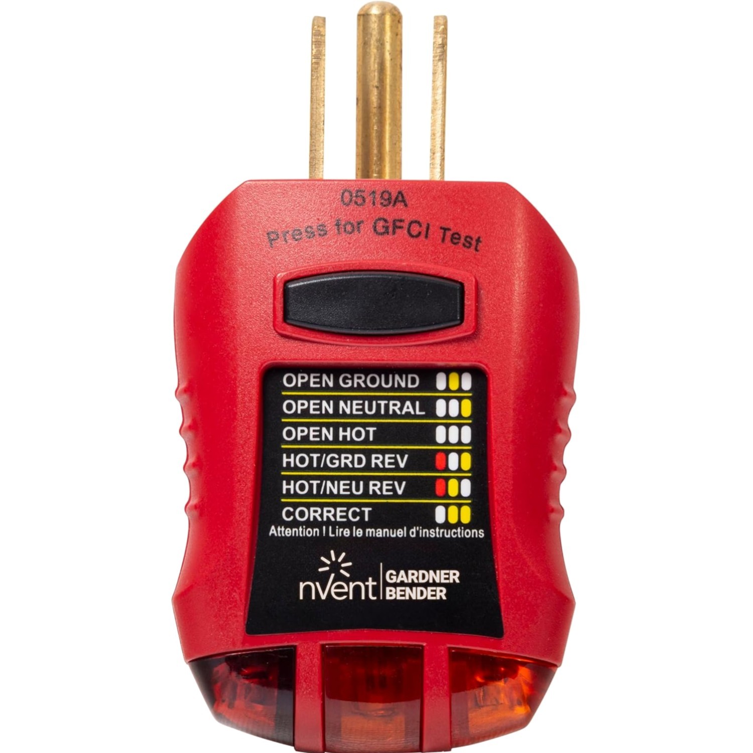 Ground Fault Receptacle Tester, 110-125V AC, 7 LED Tests