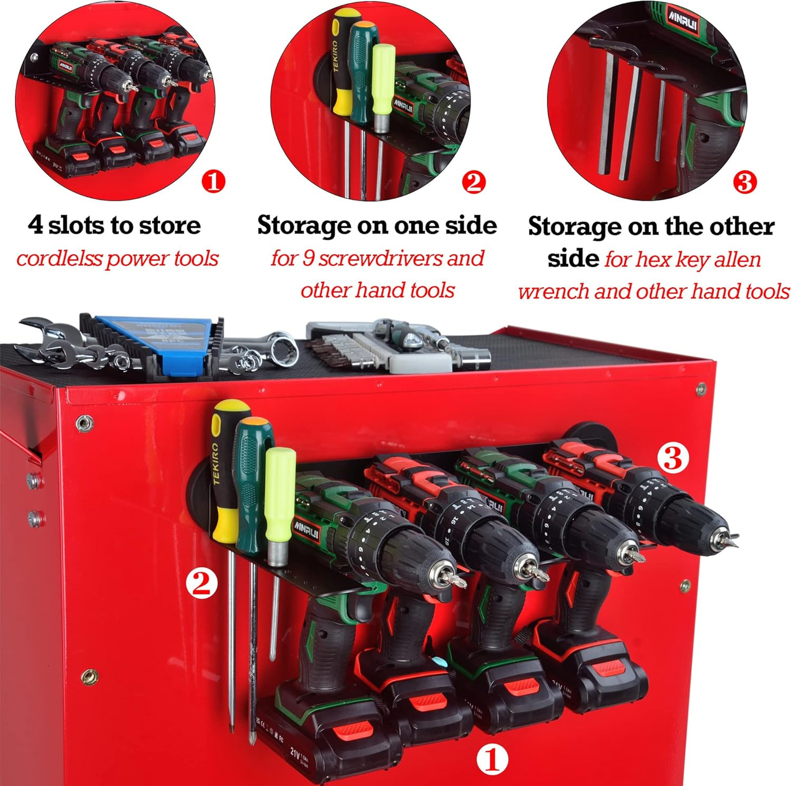 Magnetic Power Tool Organizer, Utility Storage Rack Shelf, Wall Mount Drill