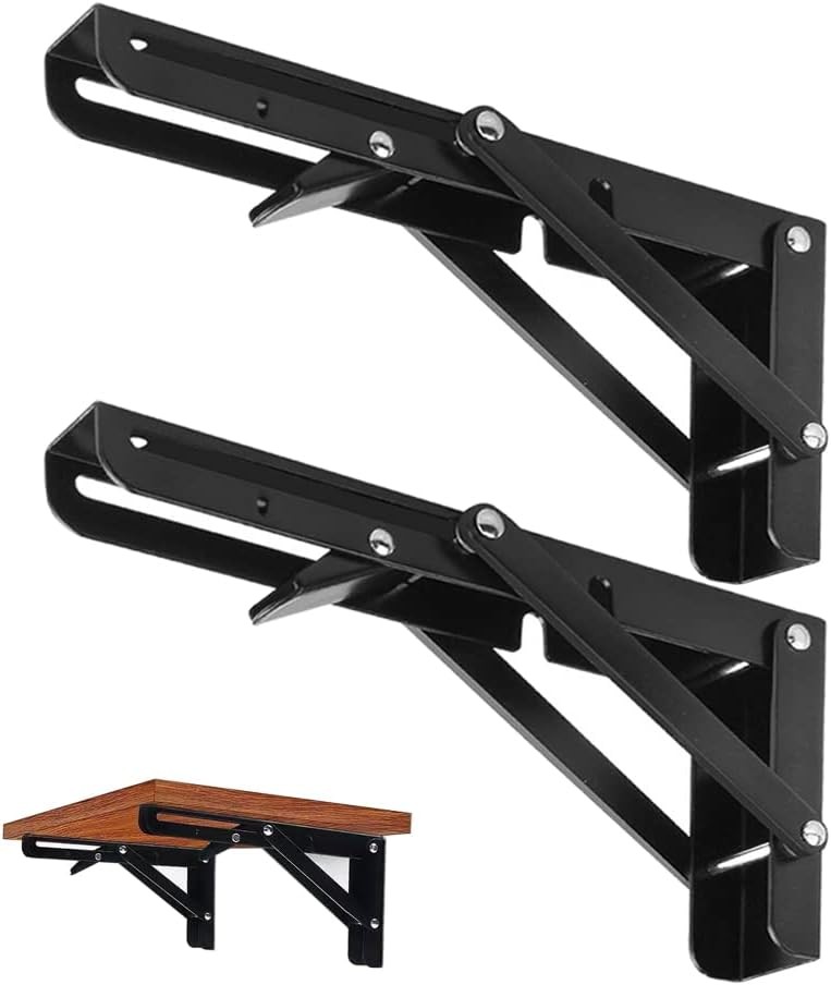 2Pcs Folding Shelf Brackets Heavy Duty Shelf Brackets Metal Triangle Table