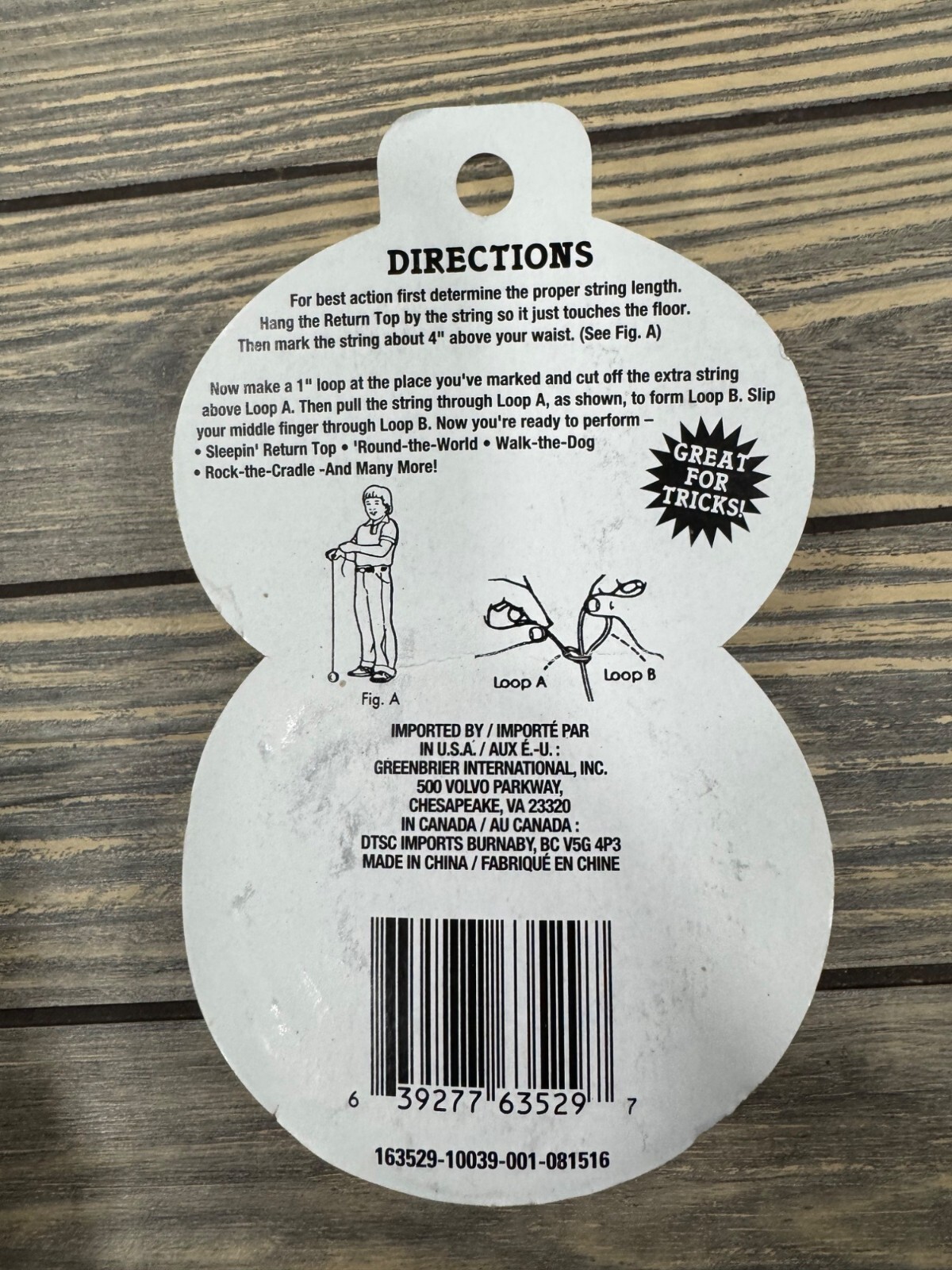 NOS Super Action Return Top Yo-Yo Wheelie With String For Tricks