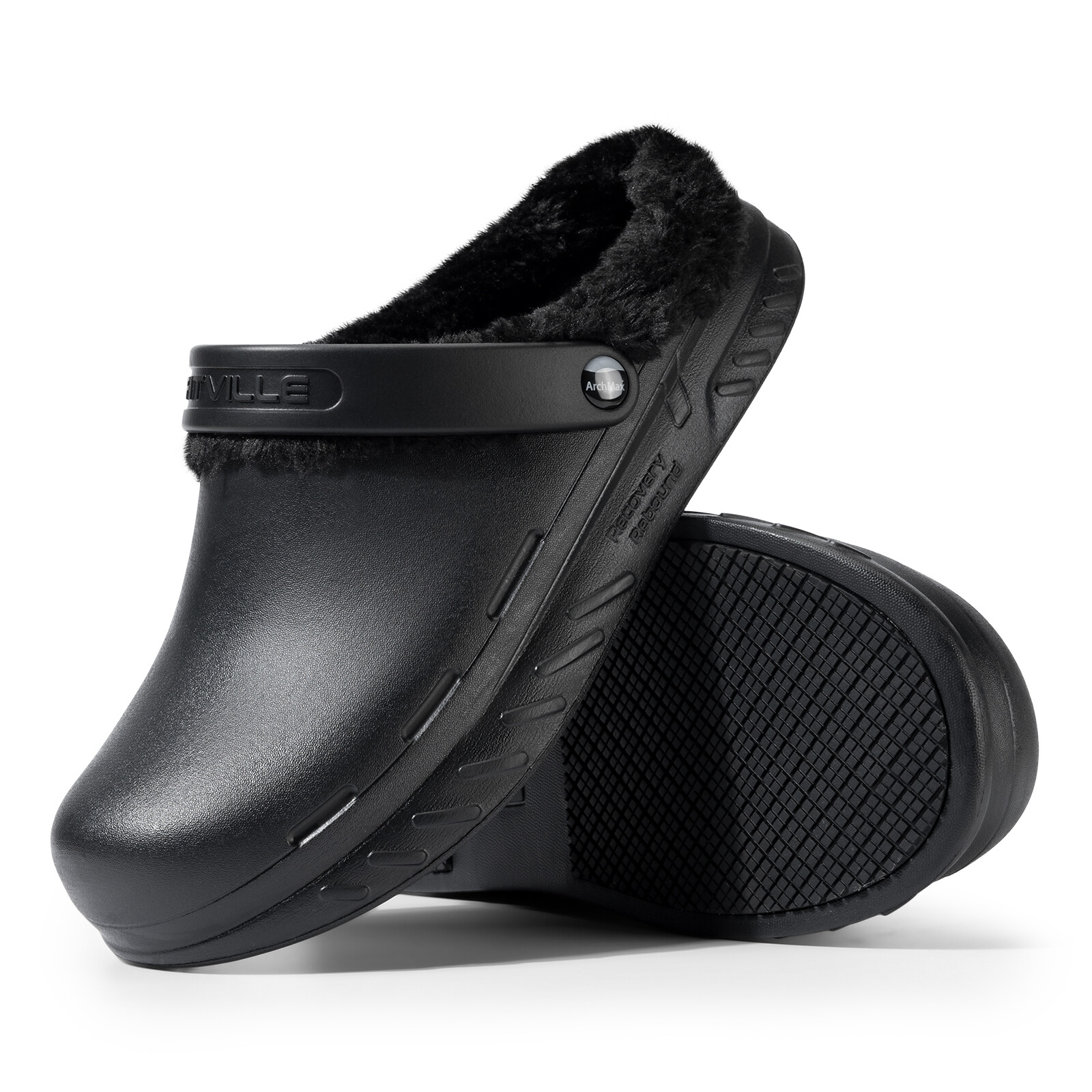 FitVille Men's Slippers Fleece Lined Clogs House Shoes Chef Slip On Waterproof