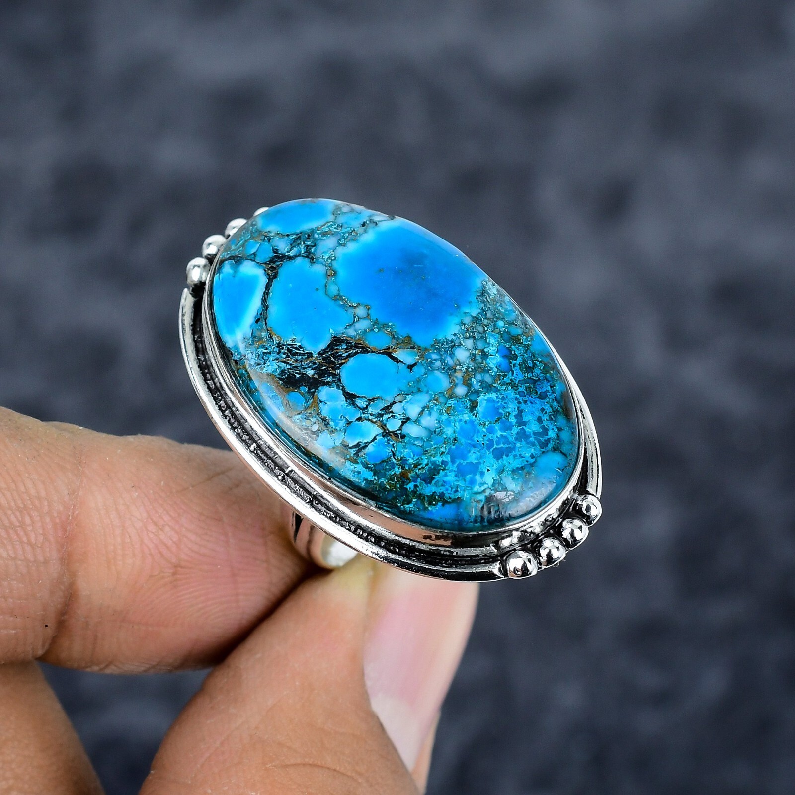 Natural Turquoise Gemstone Handmade 925 Sterling Silver Ring Gift For Her