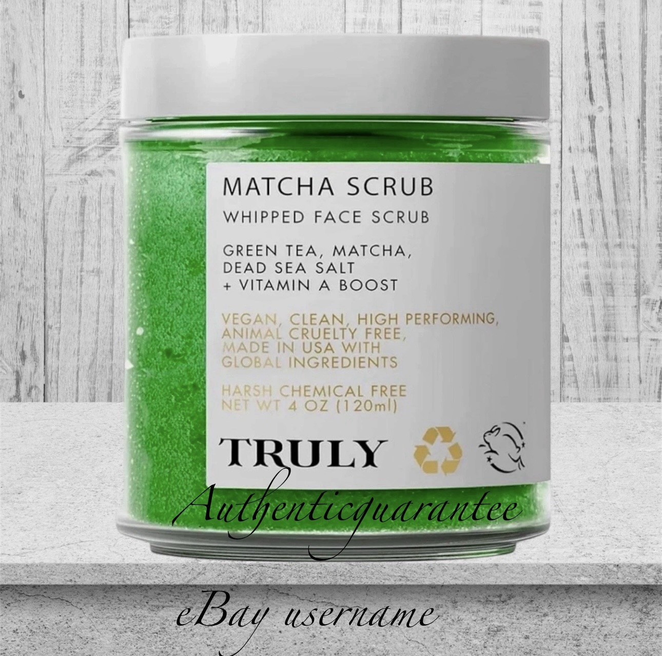 Truly Matcha Whipped Face Scrub 4 Oz - Green Tea & Vitamin A Exfoliator