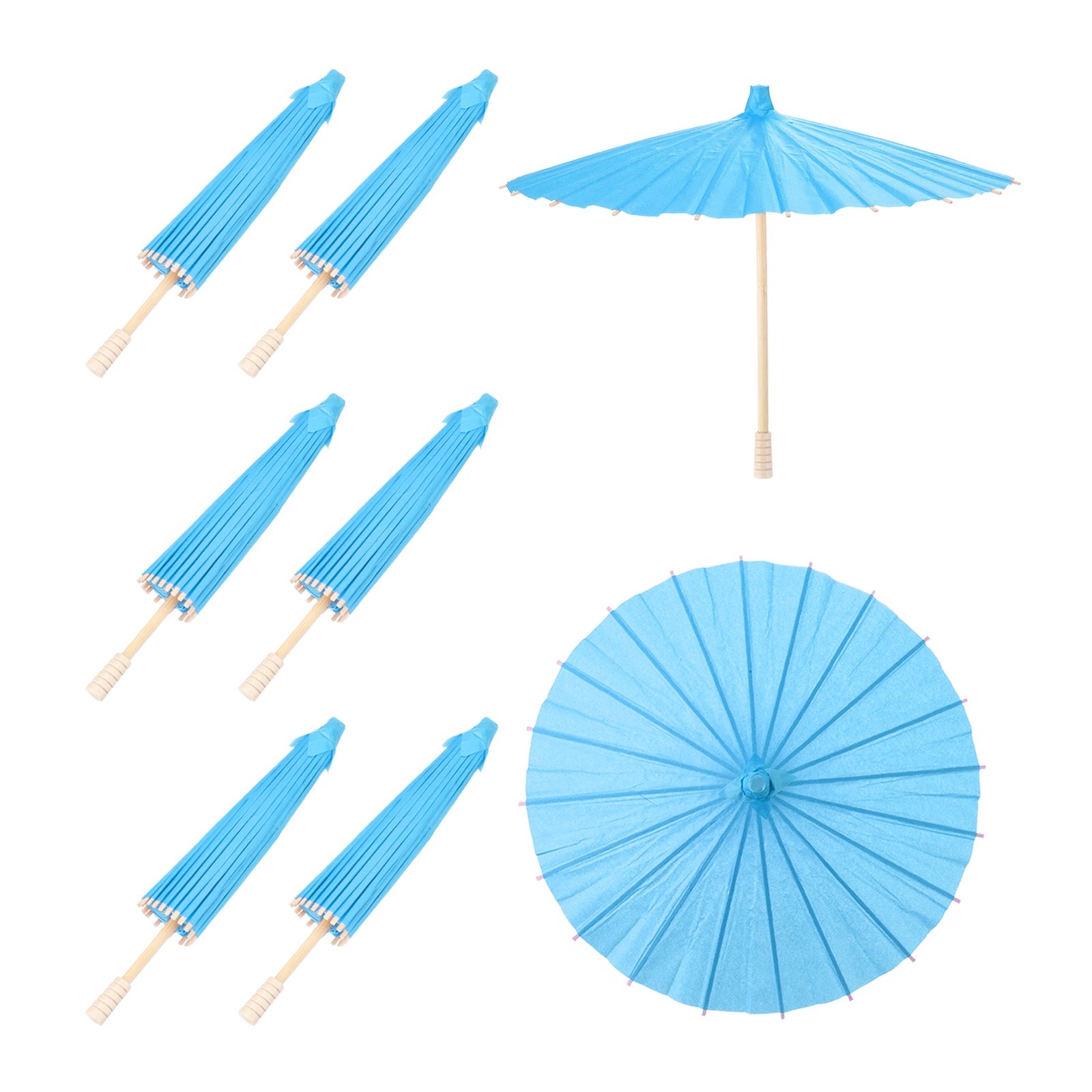 6 Pcs Paper Umbrellas ,12" Paper Parasol Umbrella for Craft,Blue