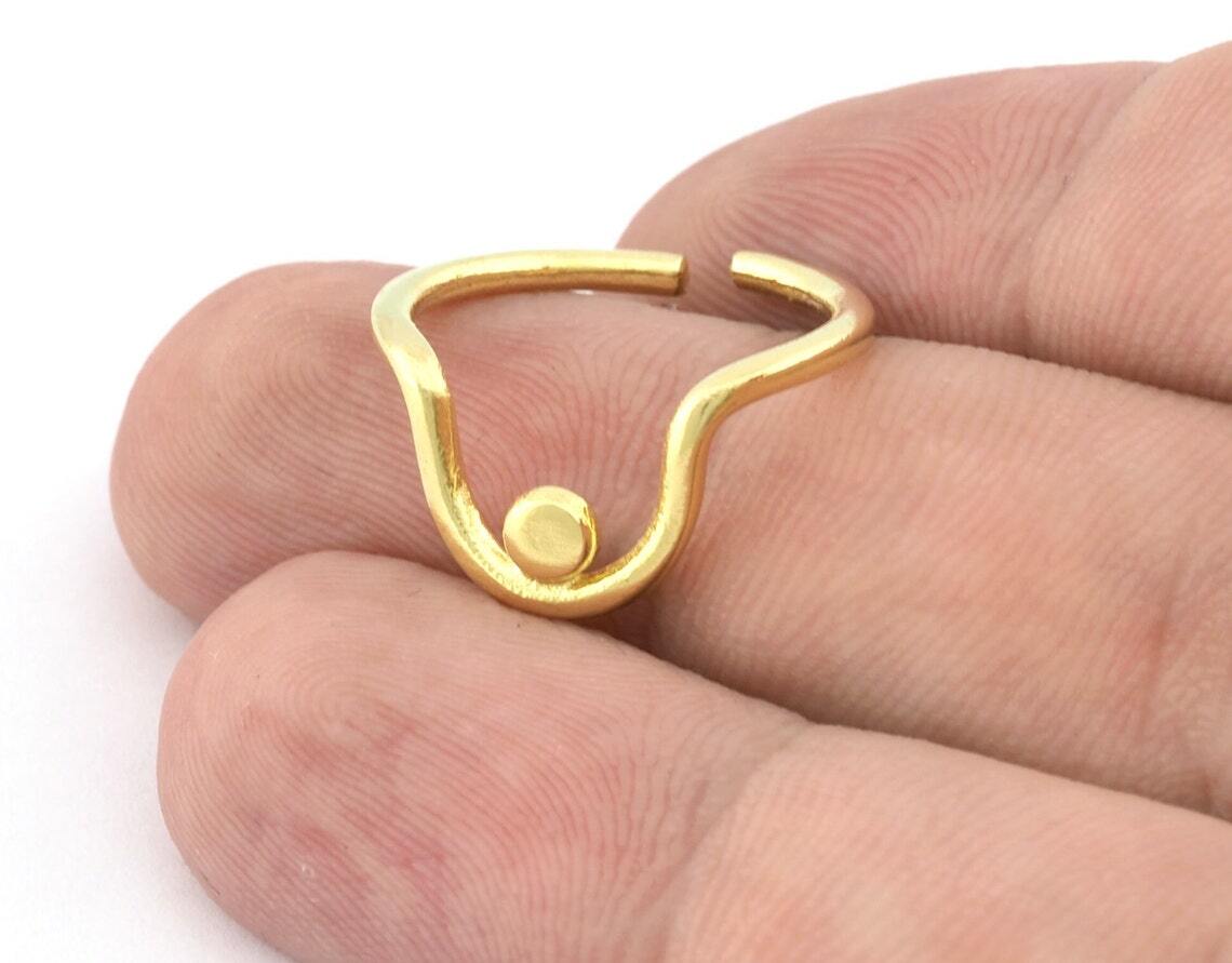 Boobs Ring Adjustable Medium Raw Brass-Antique silver-Shiny silver-gold 5222