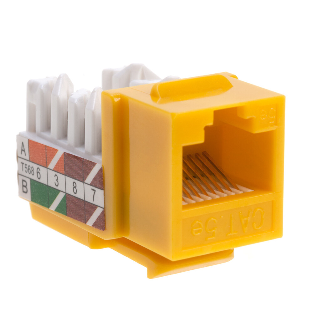 5 pack Cat5e 45° Angled Keystone Jack Network 110 Punchdown 8P8C Cat5
