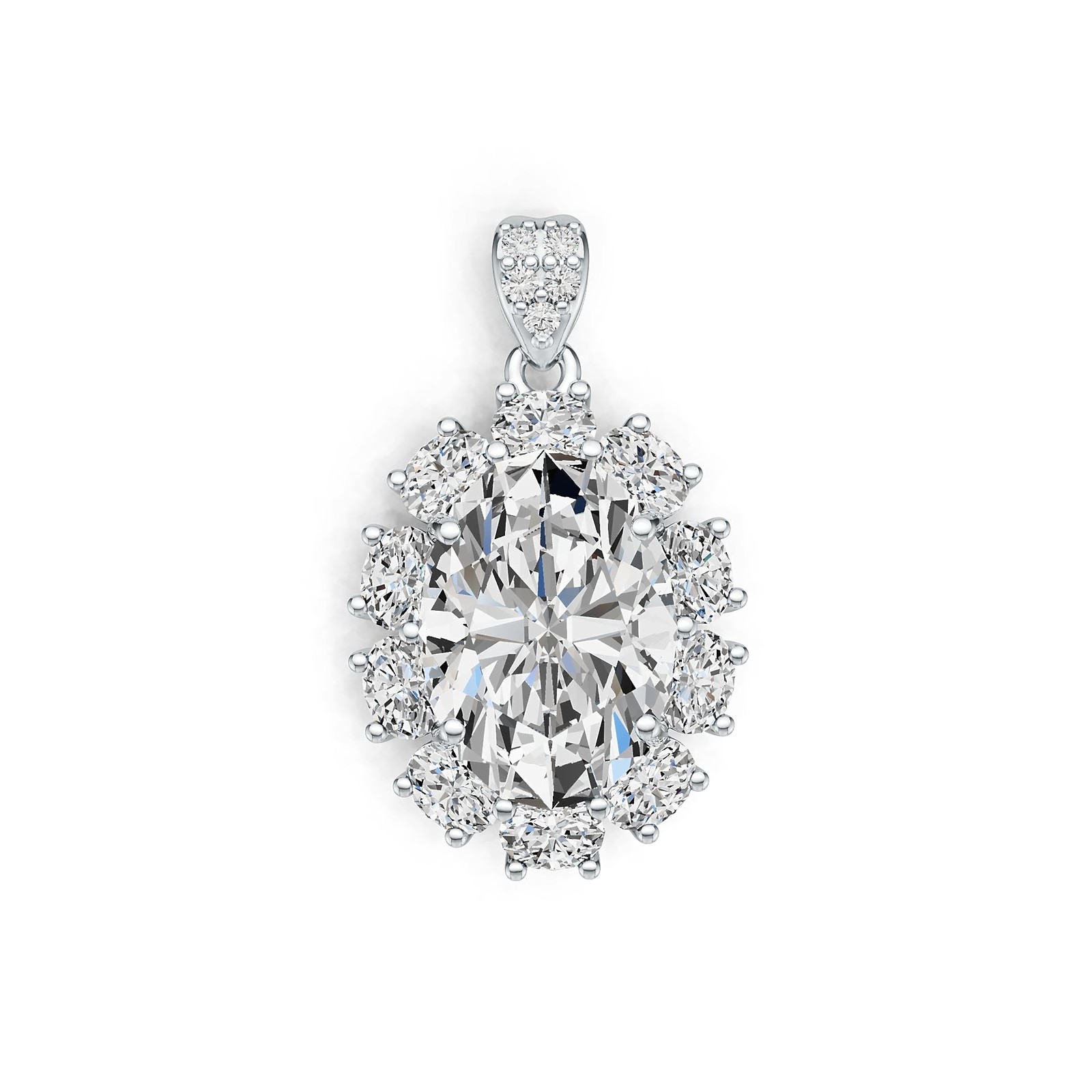 Sterling Silver Semi Mount Pendant Setting Oval OV 14X10mm with White Topaz