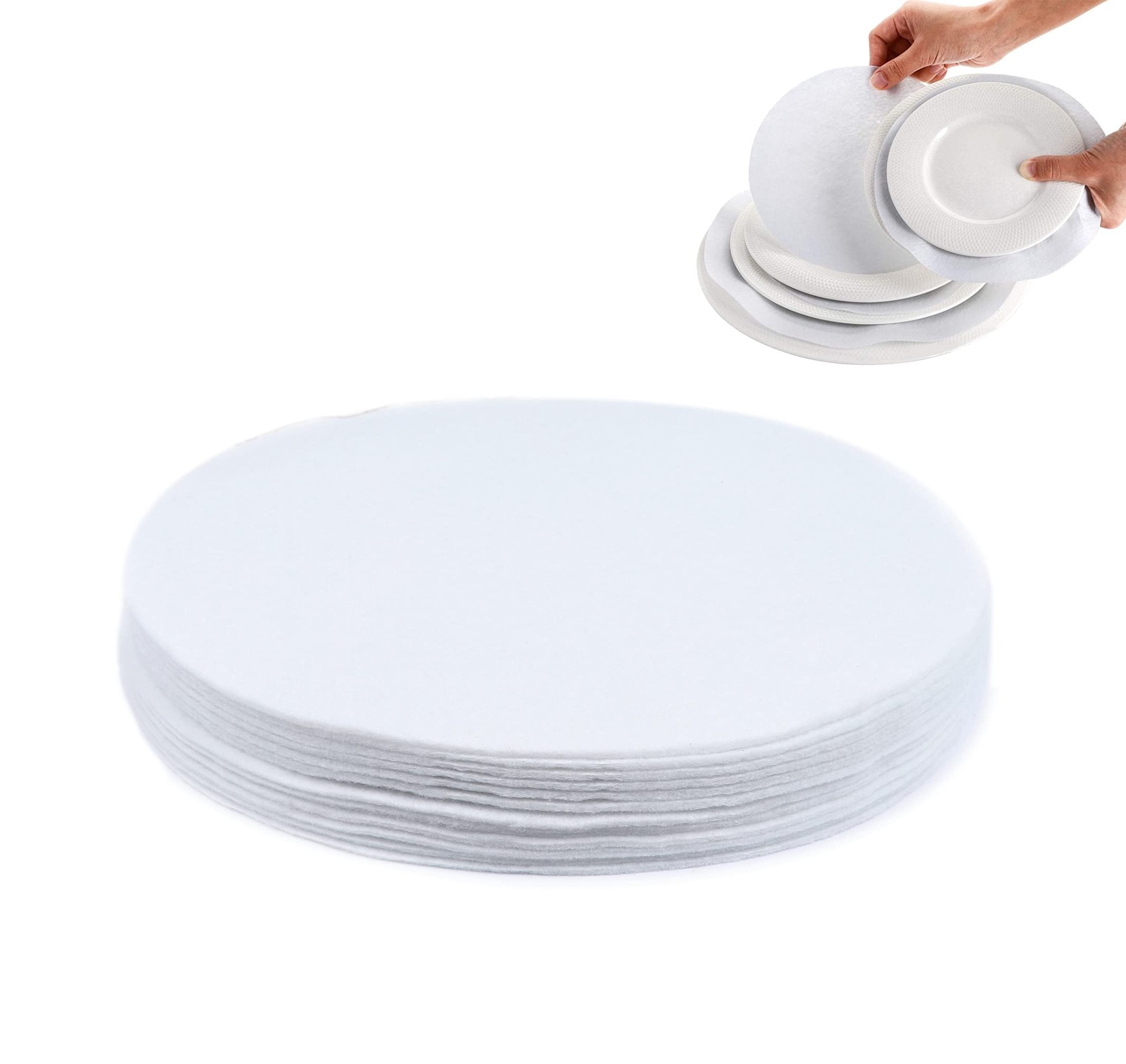 Felt Plate China Storage Dividers Protectors White Circles 7.5 In 48 PCS Set