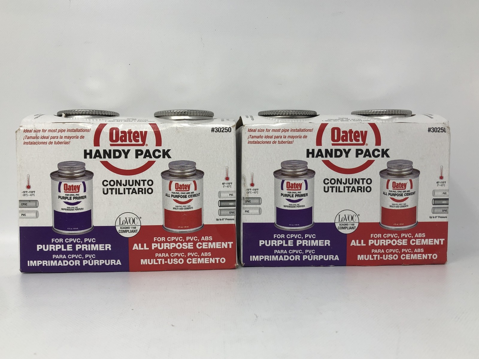 Oatey (30250) Handy Pack, Purple Primer 4Oz , All Purpose Cement 4Oz Pack Of 4