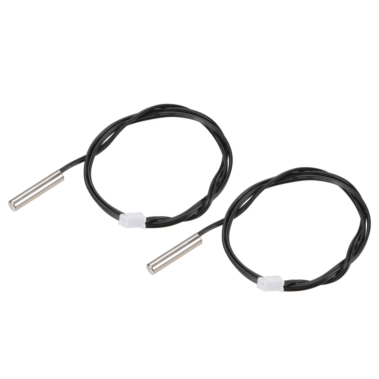 2pcs 10K 6x25mm Temperature Sensor Probe Stainless Steel Probe Cable 50cm
