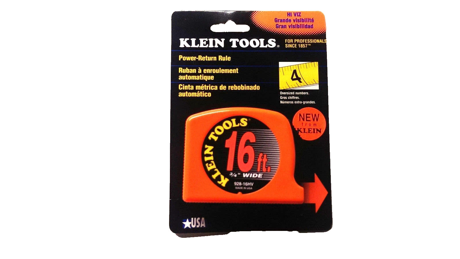 Klein Tools 16' High Visibility Power Return Rule Tape Measure MADE IN THE USA