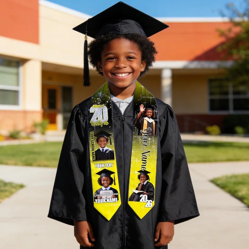 Personalized Name Photo Grad Graduation Stole Class Of 2026, Graduate Sash Gift